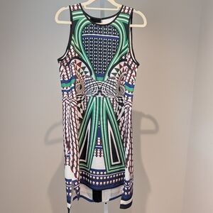 Clover Canyon Geometric Kaleidescope Robot Flamingo Shift Dress Sz M Made In USA